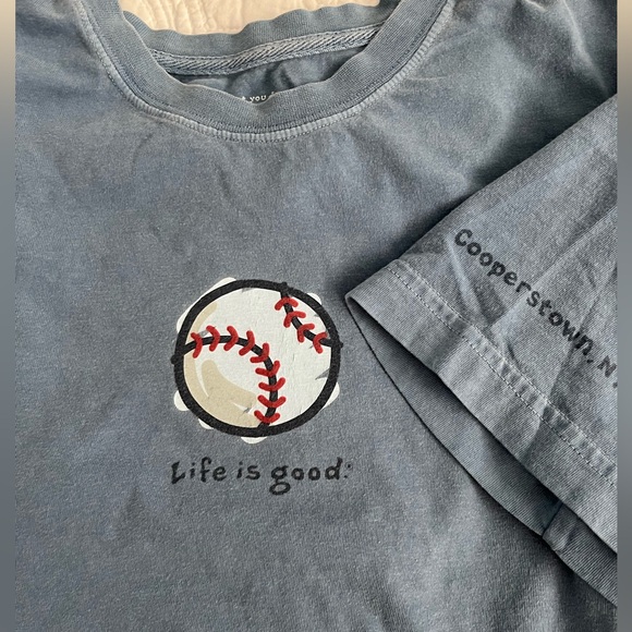 LIFE IS GOOD baseball t-shirt from Cooperstown (Baseball Hall of Fame)-Boys Med - Picture 1 of 10